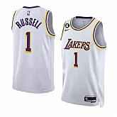 Men's Los Angeles Lakers #1 Russell 2022-23 White With NO.6 Patch Association Edition Swingman Stitched Basketball Jersey Dzhi Dzhi,baseball caps,new era cap wholesale,wholesale hats